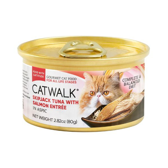CATWALK貓主食罐頭 - 鰹吞拿魚+三文魚 80g (紅)_01