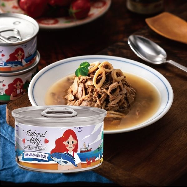 Natural Kitty - 100% 鮮吞拿魚+魷魚魚湯貓罐頭 (80g)_02