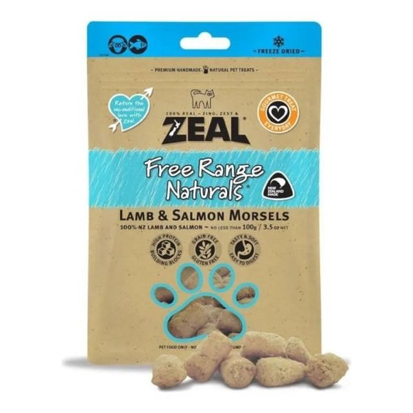 Zeal紐西蘭無榖物冷凍小食 - 脫水羊肉+三文魚 (貓狗小食)